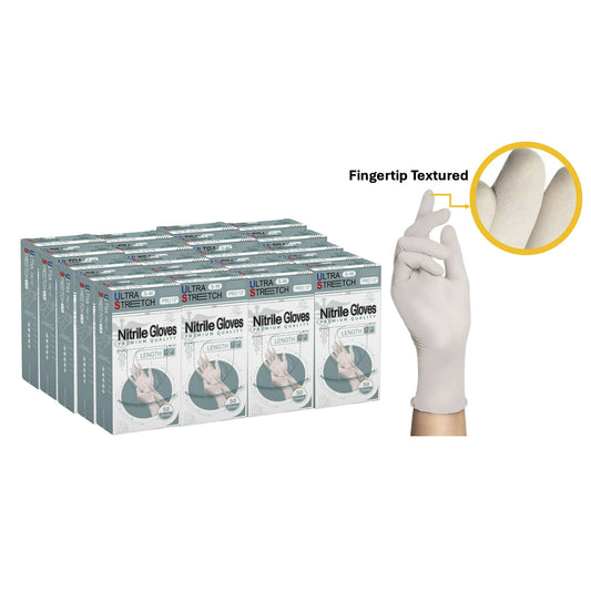 Ultra Stretch Professional 12 inch White Nitrile Exam Gloves, 7 Mil, Disposable Gloves, THE ORIGINAL Nitrile, Medical, Food Service, Cleaning, 1,000 Pieces/Case