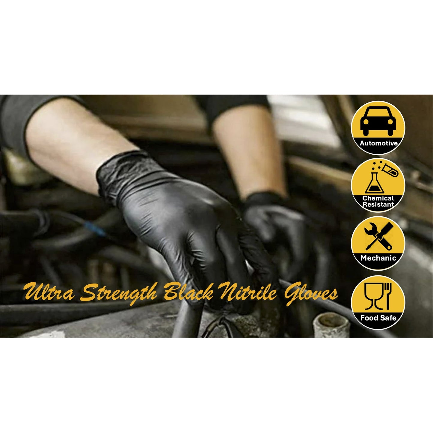 100 pcs Ultra Stretch Professional HEAVY DUTY 6.0 Nitrile Gloves, Disposable, Latex Free, Textured Fingertips, Cleaning, Chemical Resistance,Medical