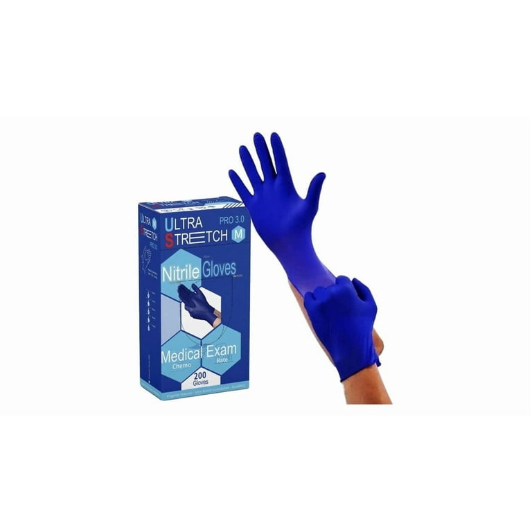 200 pcs Bulk Ultra Stretch Professional 3.0 Nitrile Gloves Disposable Latex Free, Premium Stretch, Medical