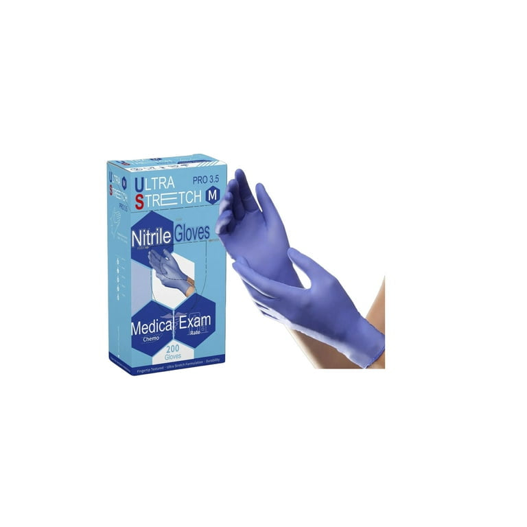 200 pcs Bulk Ultra Stretch Professional 3.5 Nitrile Gloves Disposable Latex Free, Premium Stretch, Medical Grade, Medium